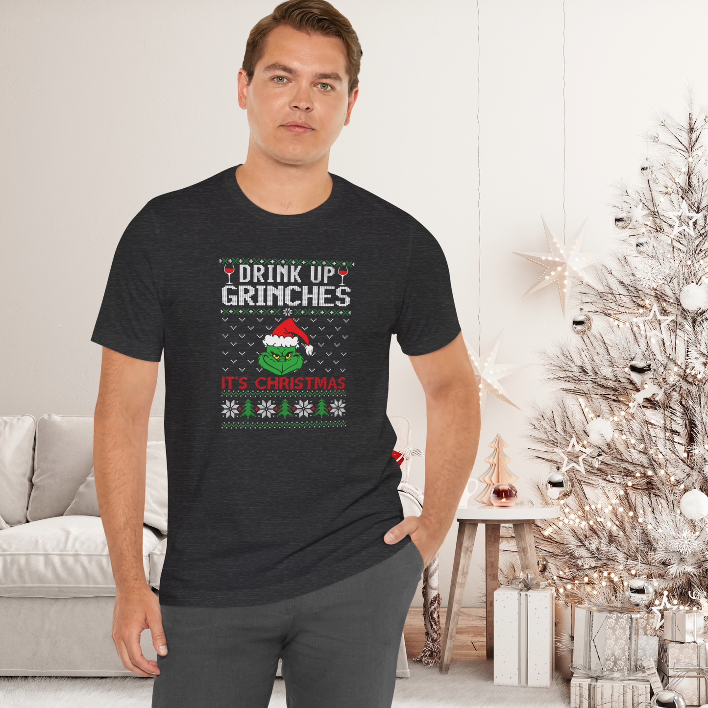 Drink Up Grinches T-Shirt – Funny Ugly Christmas Sweater Style