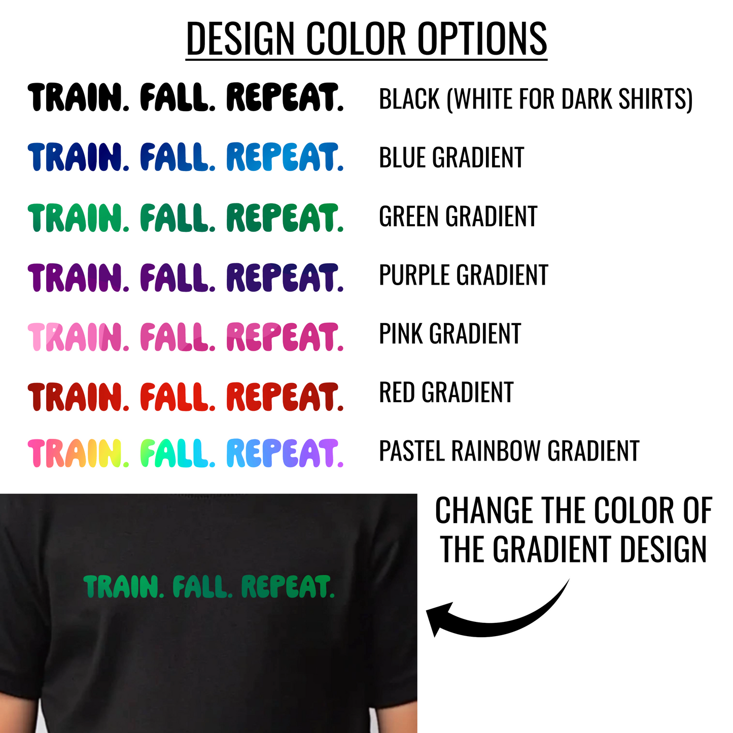 Ninja Warrior TRAIN. FALL. REPEAT. T-Shirt – Optional Gradient Text, Youth & Adult Sizes