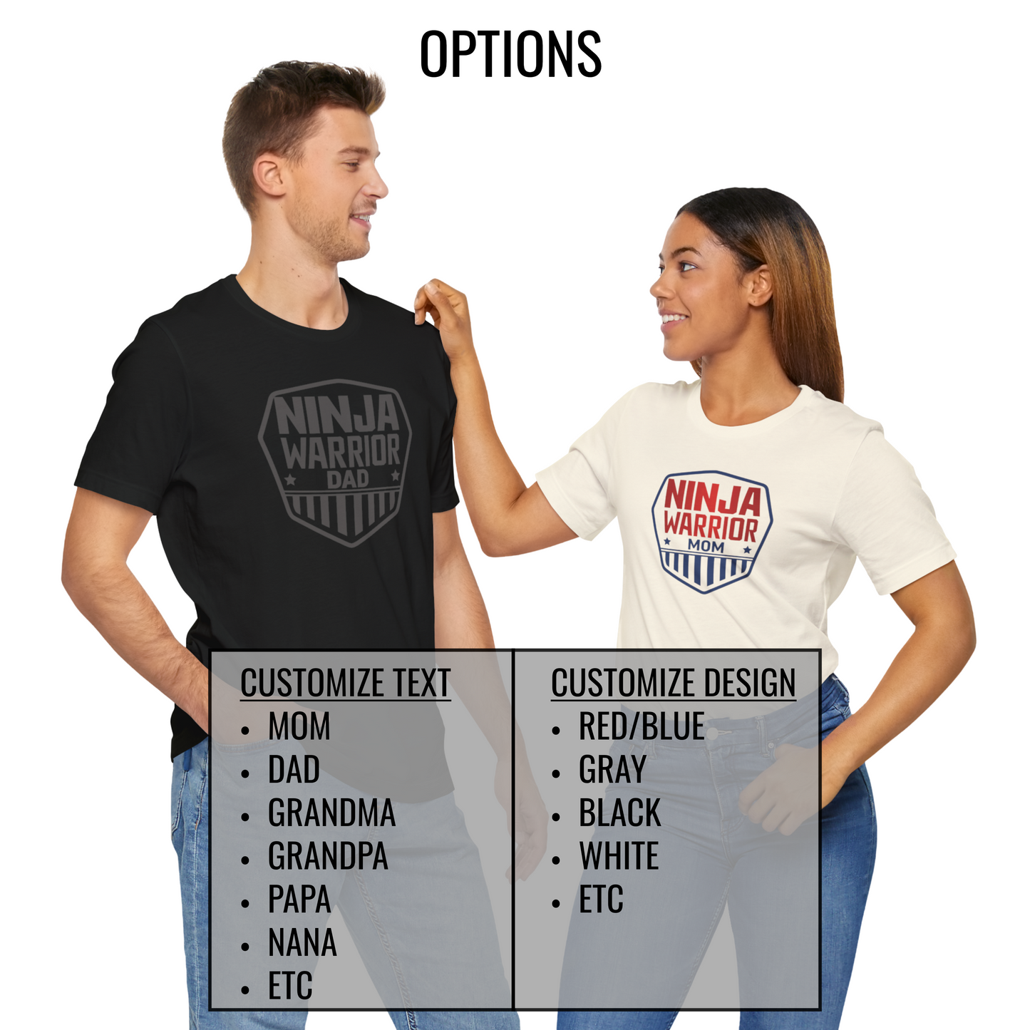 Custom Ninja Warrior Family & Coach Shirt – Unisex T-Shirt with Shield Design, Personalized Text & Colors