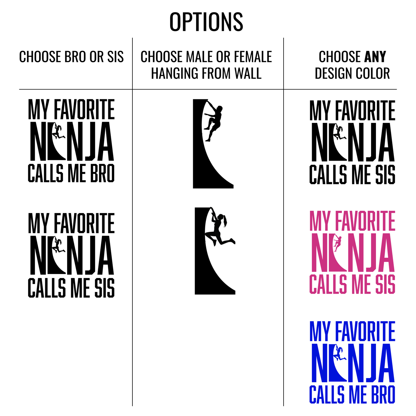 Custom “My Favorite Ninja Calls Me” Baby Onesie – Bro or Sis | Warped Wall Design with Color Options