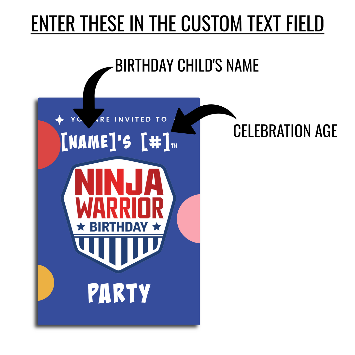 Ninja Warrior Birthday Party Invitation Postcards (envelopes included)