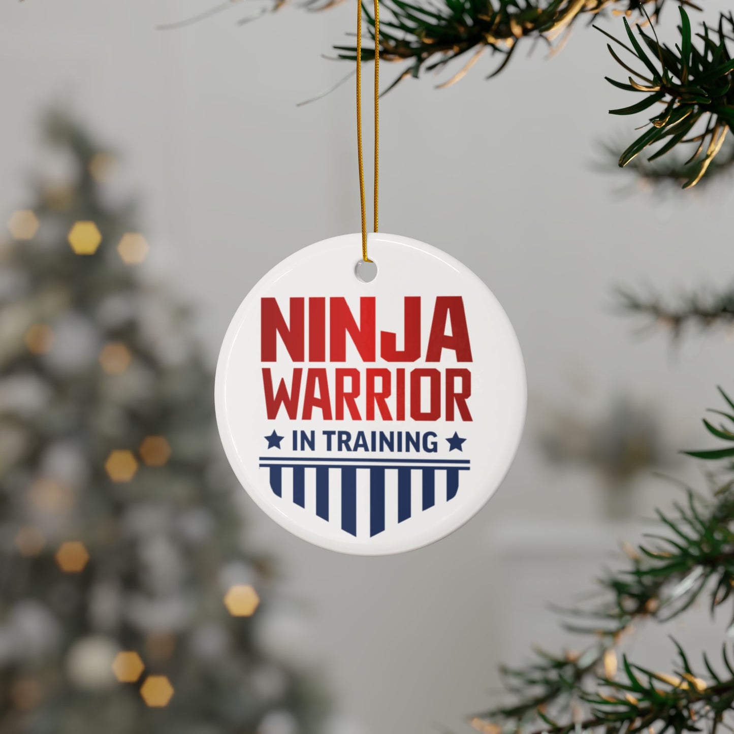 Ninja Warrior in Training Ceramic or Acrylic Ornament – Fun Birthday Favor or Christmas Stocking Stuffer (1pc, 5pcs, 10pcs)
