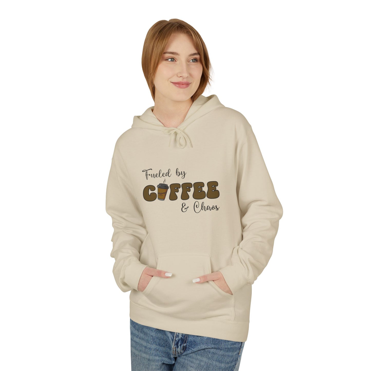 Fueled by Coffee & Chaos Hoodie – Cozy Everyday Sweatshirt for Moms, Entrepreneurs & Coffee Lovers