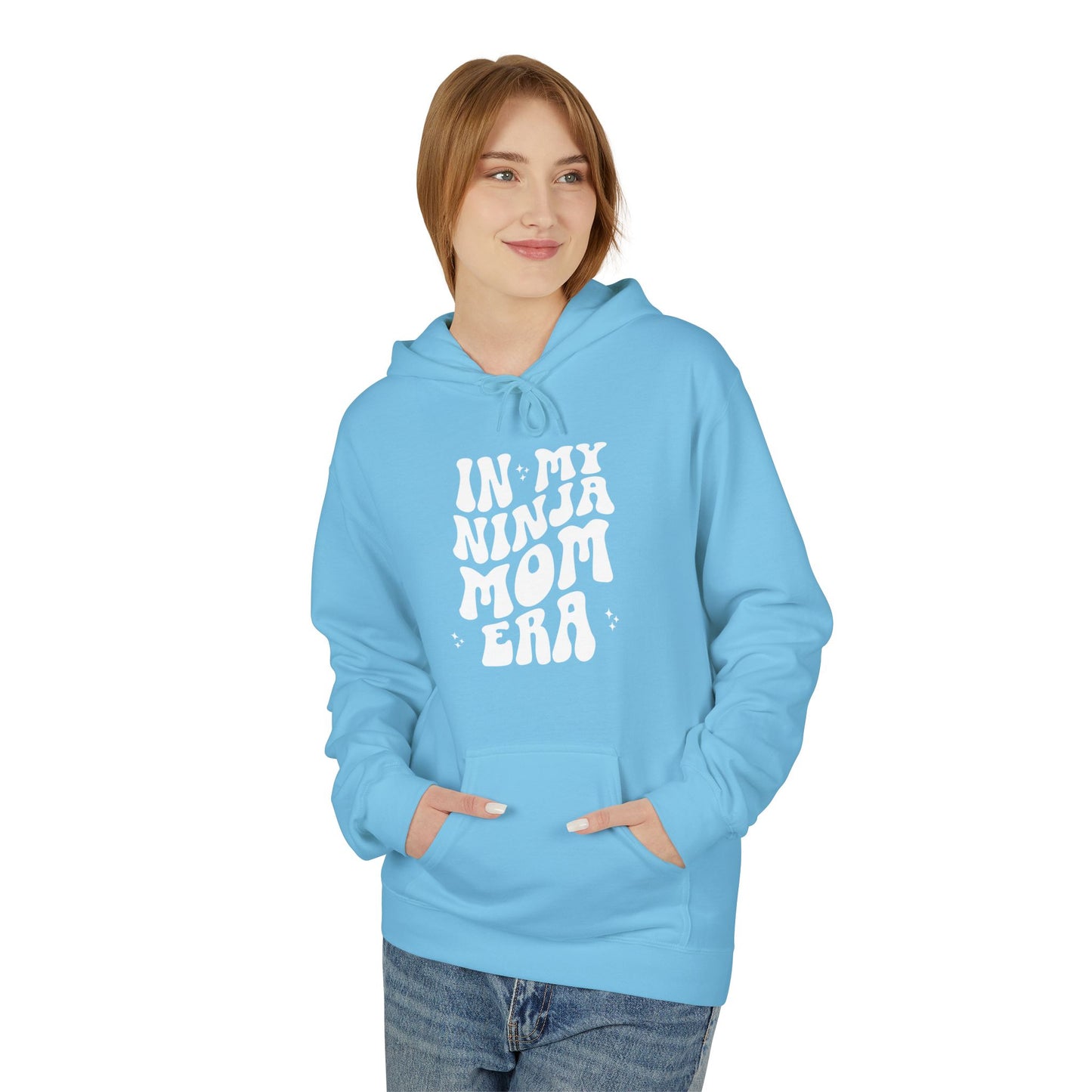 In My Ninja Mom Era Hoodie, Retro Wavy Font, Multiple Hoodie & Text Color Options, Ninja Warrior Mom Sweatshirt