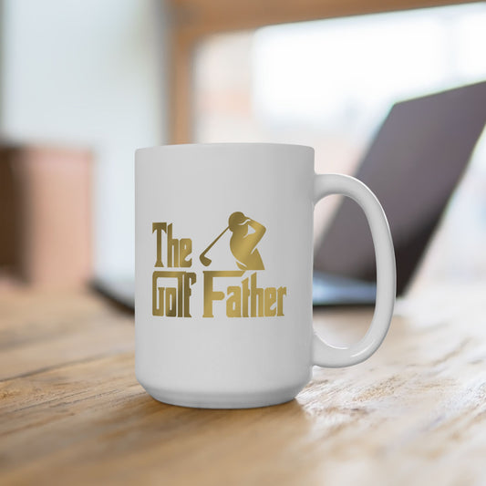 The Golf Father White 15oz Mug - Gold Gradient Golf Dad Coffee Cup