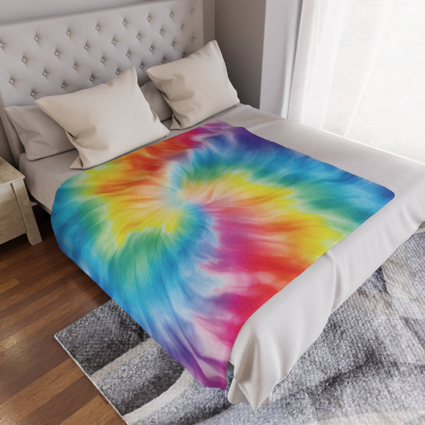 Colorful Tie-Dye Microfiber Fleece Blanket - Ultra Soft & Cozy Throw