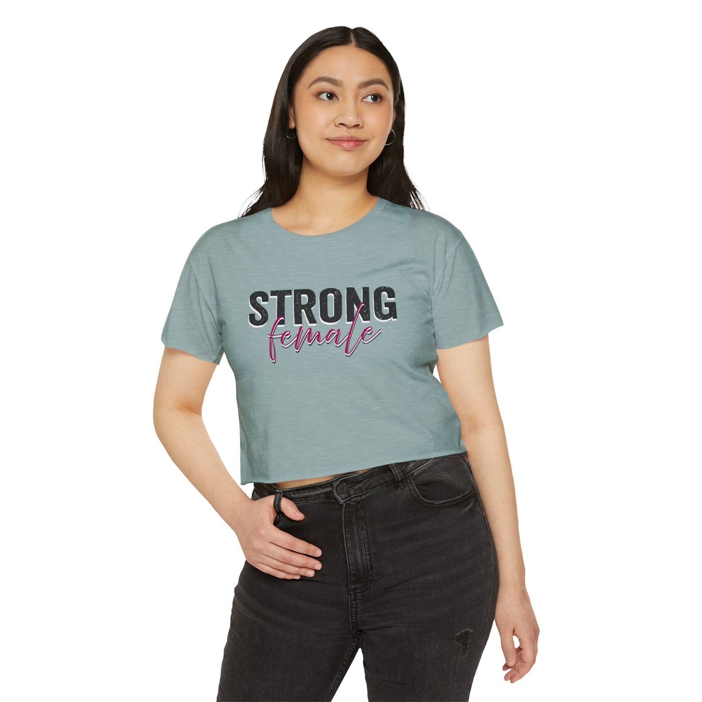 Strong Female Women’s Crop Tee – Empowering Graphic Shirt