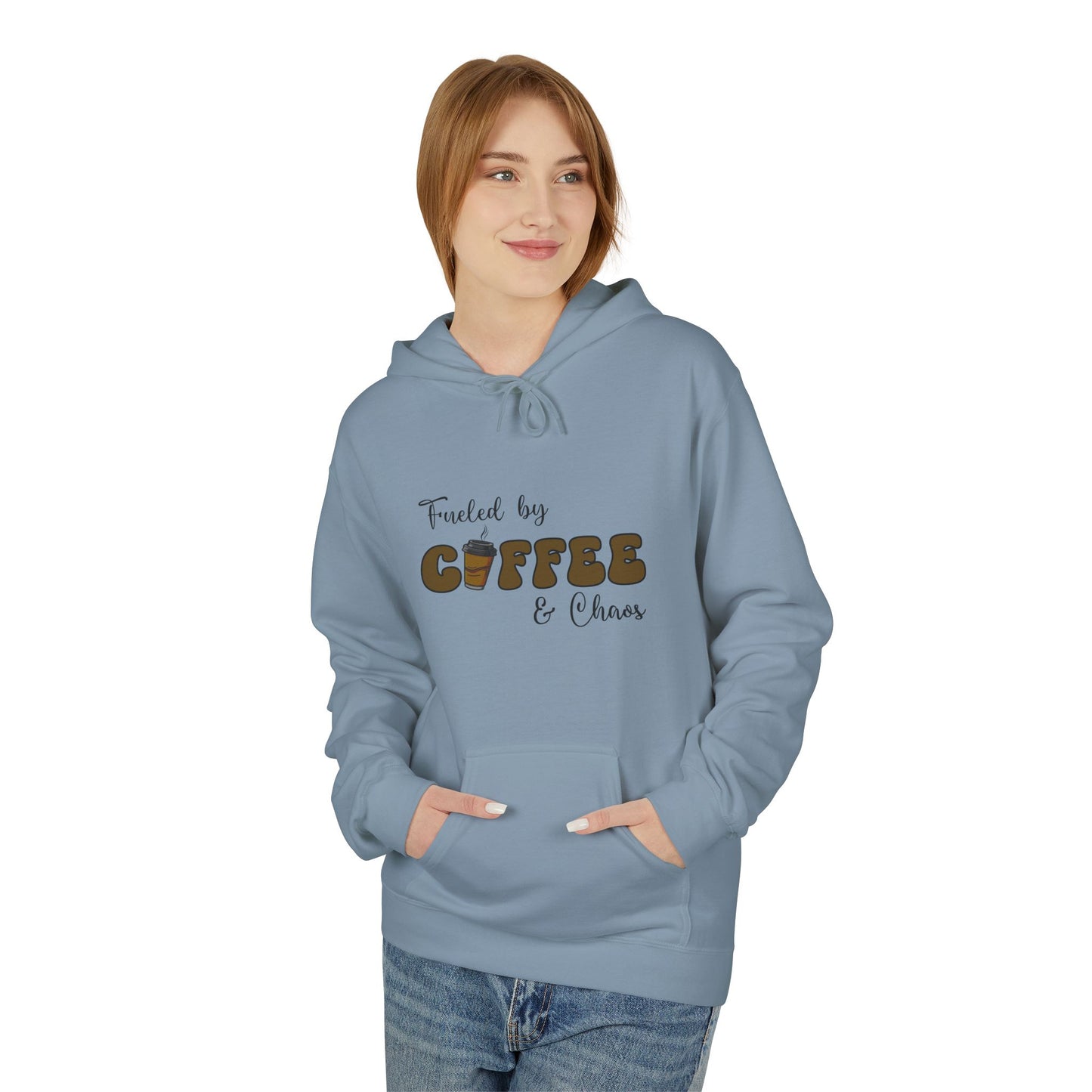 Fueled by Coffee & Chaos Hoodie – Cozy Everyday Sweatshirt for Moms, Entrepreneurs & Coffee Lovers