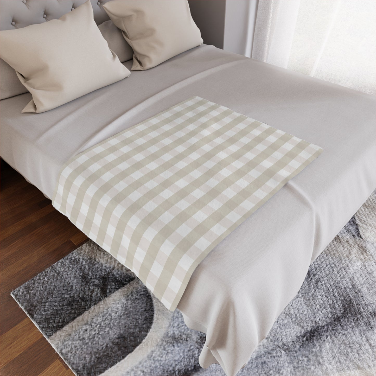 Checkered Microfiber Fleece Blanket - Ultra Soft & Cozy Throw