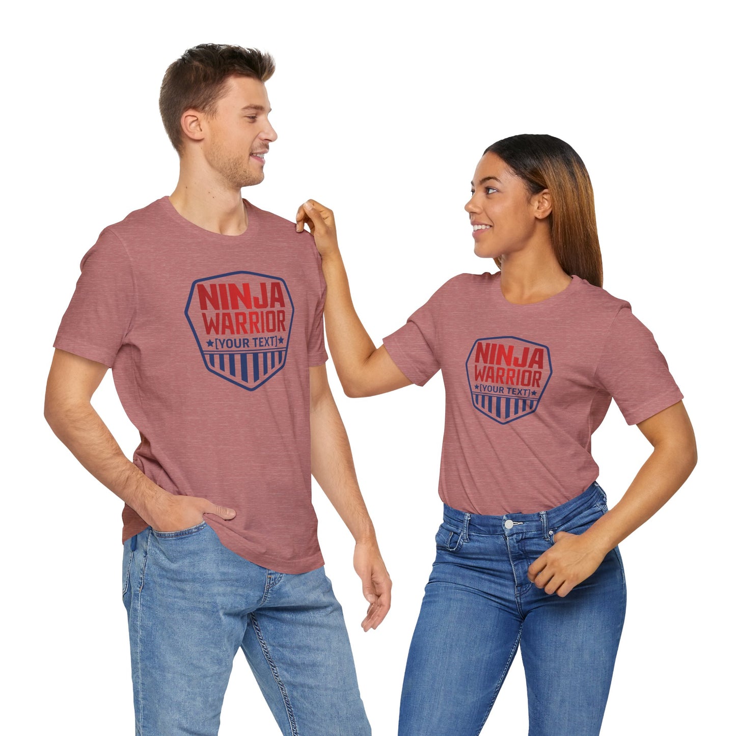 Custom Ninja Warrior Family & Coach Shirt – Unisex T-Shirt with Shield Design, Personalized Text & Colors