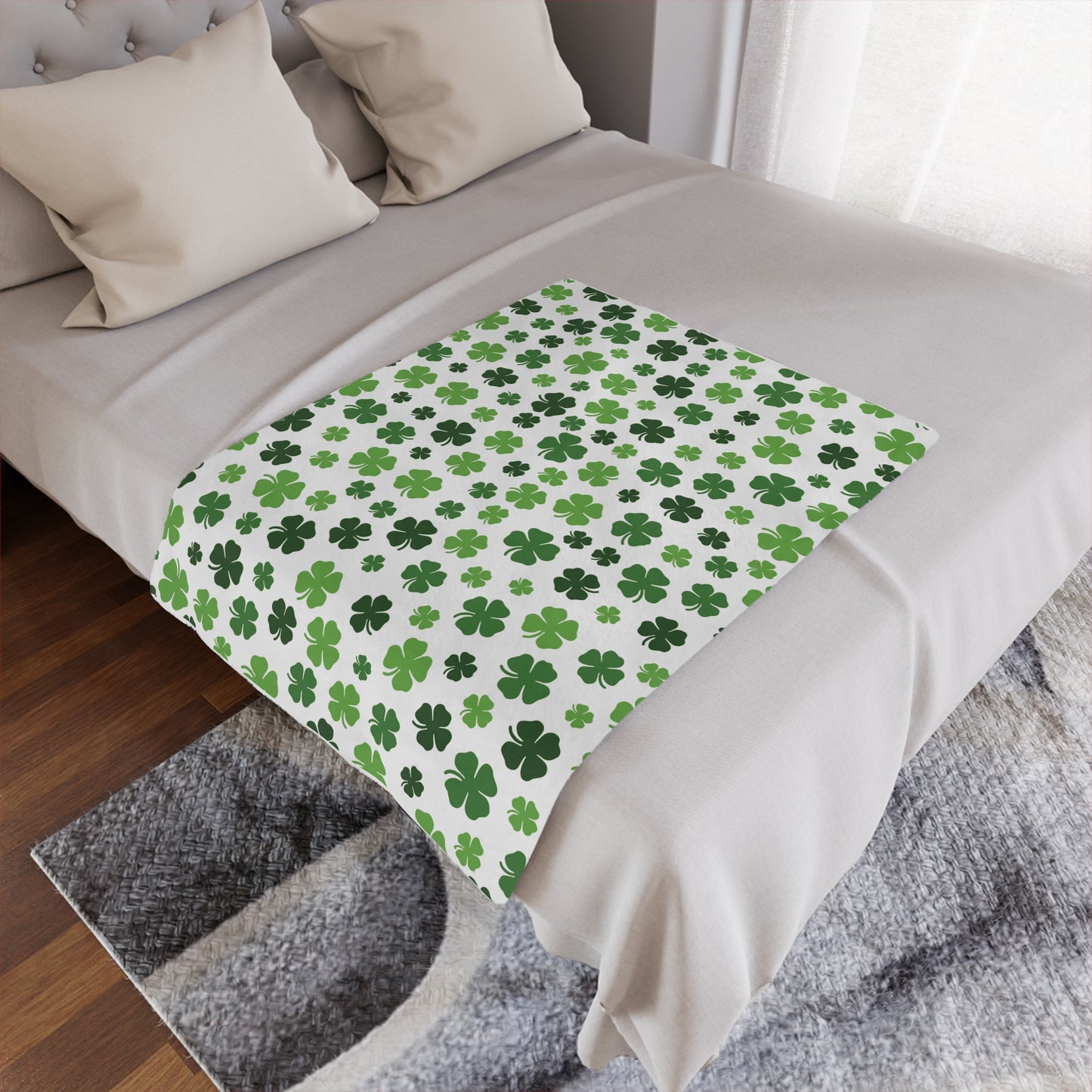 St. Patrick's Day Shamrock Microfiber Fleece Blanket - Ultra Soft & Cozy Throw