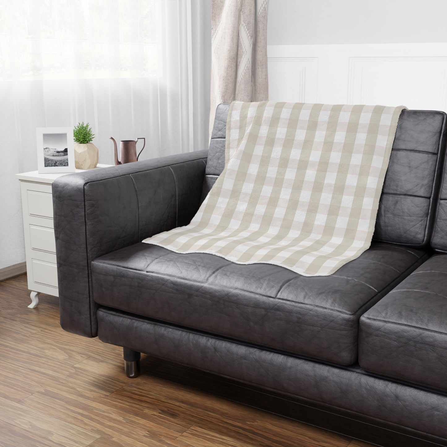 Checkered Microfiber Fleece Blanket - Ultra Soft & Cozy Throw