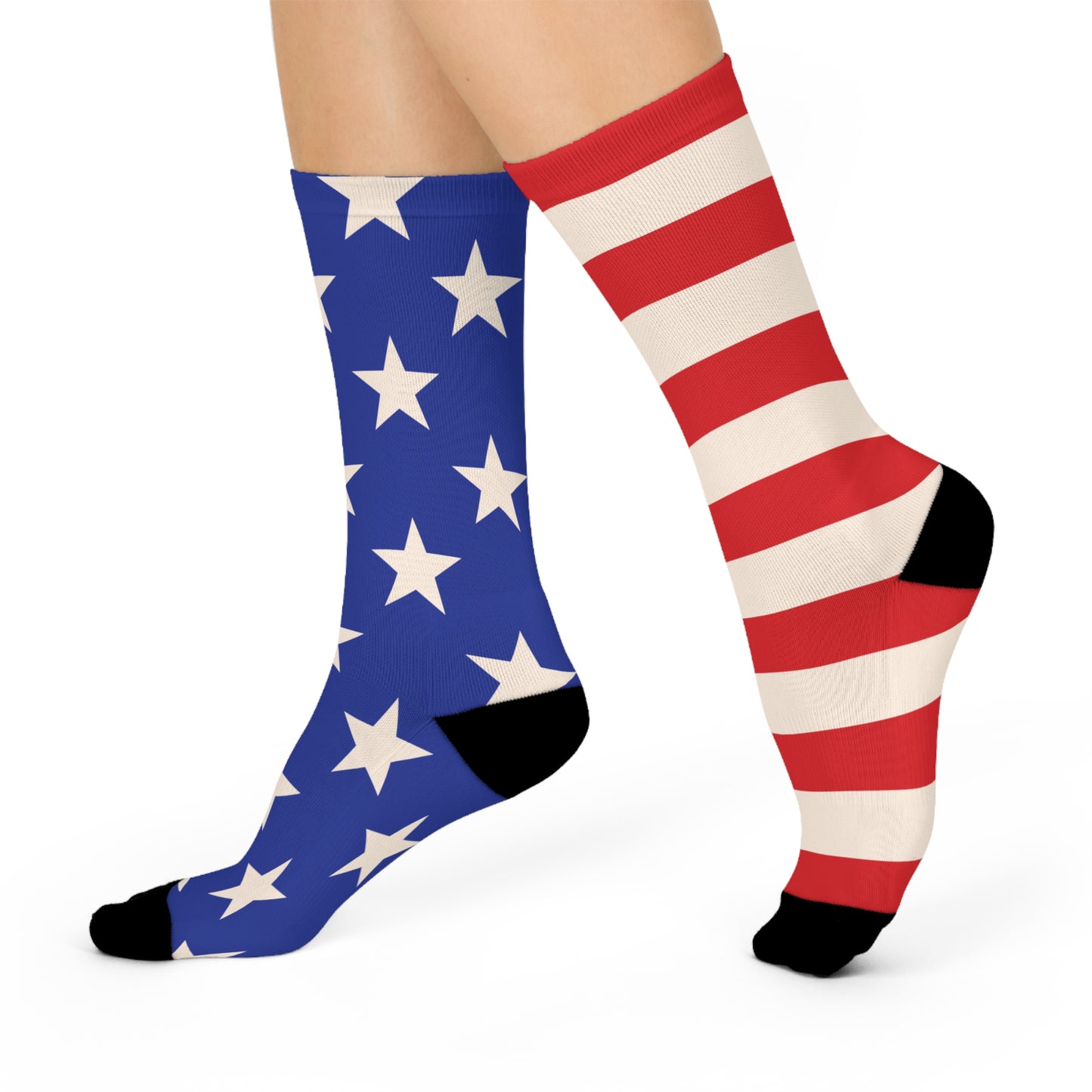 Mismatched Americana Socks – Blue Star & Red Stripe DTG Cushioned Socks