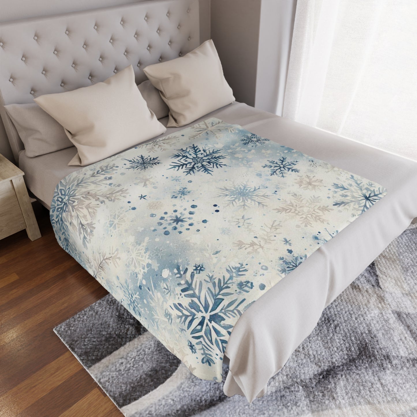 Snowflakes Microfiber Fleece Blanket - Ultra Soft & Cozy Throw
