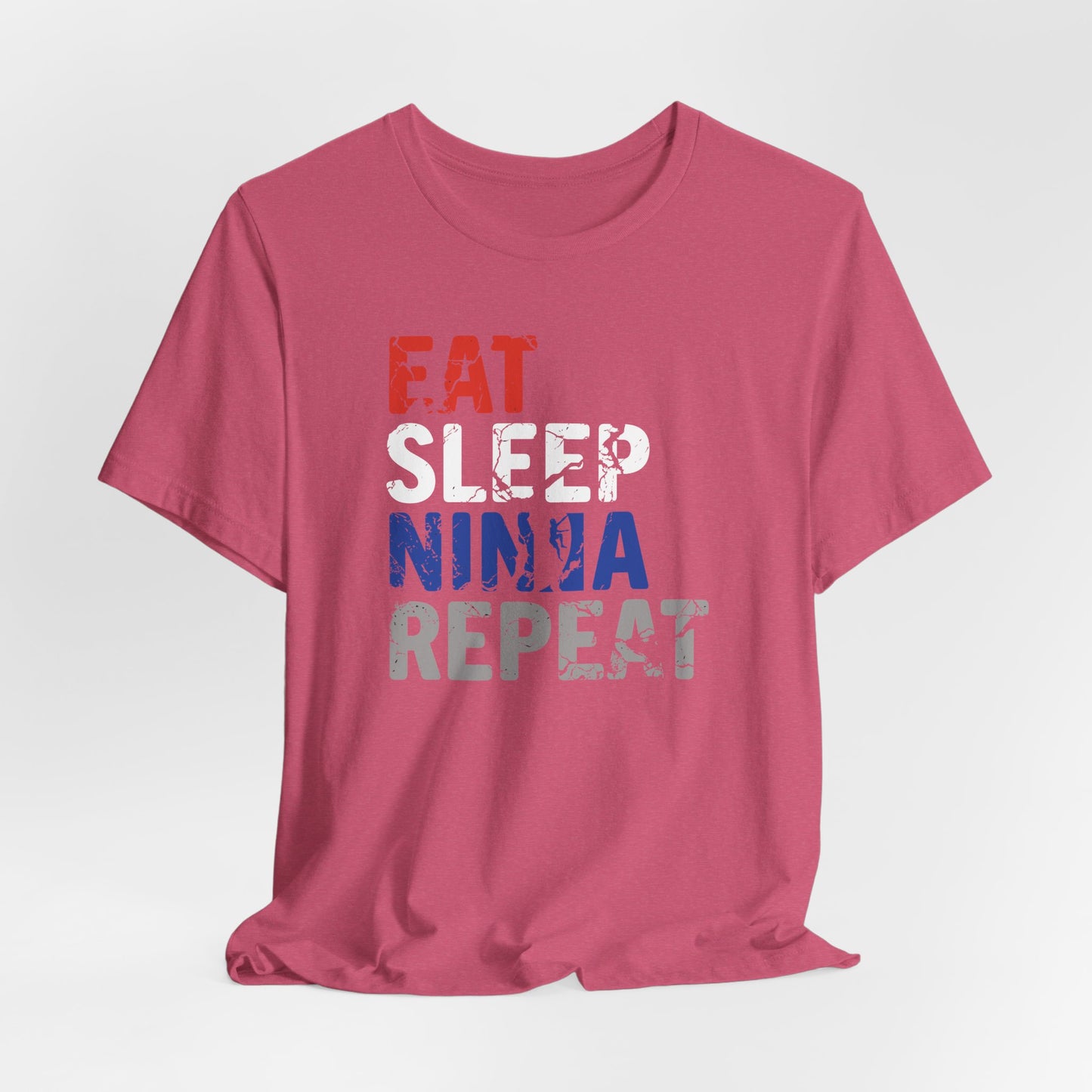 Eat Sleep Ninja Repeat Distressed Warped Wall T-Shirt