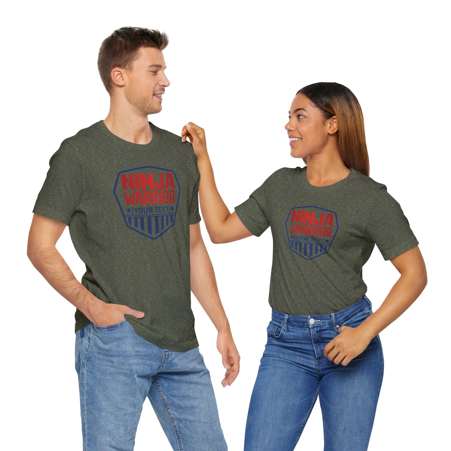 Custom Ninja Warrior Family & Coach Shirt – Unisex T-Shirt with Shield Design, Personalized Text & Colors