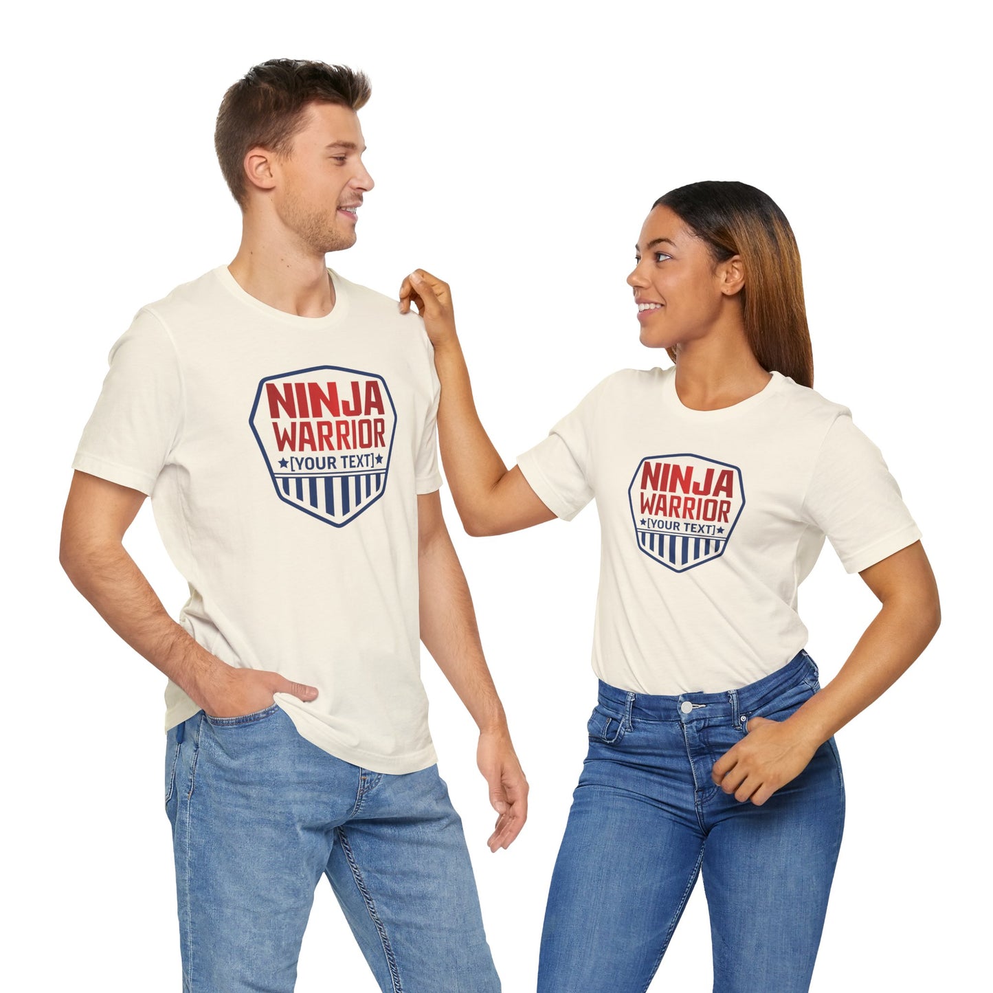 Custom Ninja Warrior Family & Coach Shirt – Unisex T-Shirt with Shield Design, Personalized Text & Colors