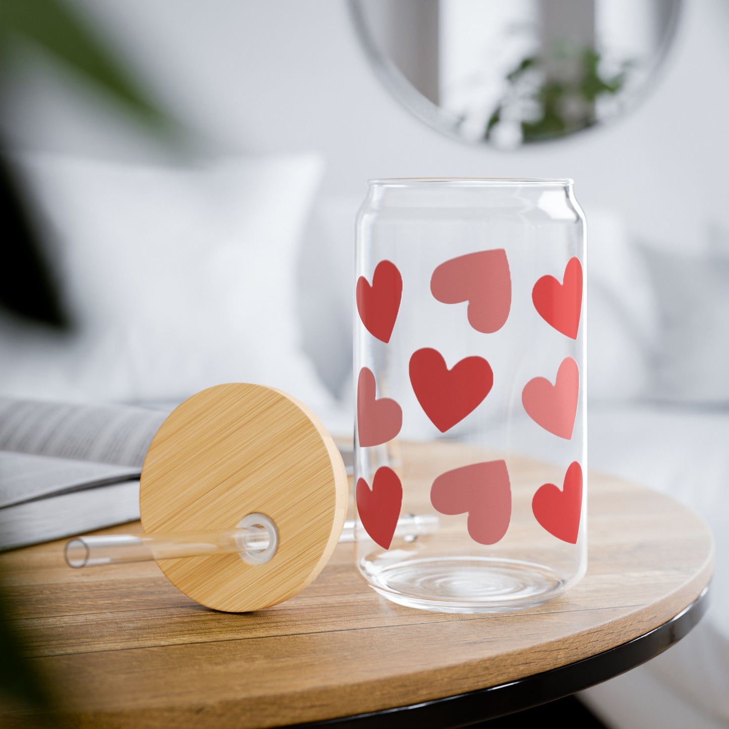 Valentine's Day Hearts, Libbey Sipper Glass or Plastic Cup, 16oz, Gift for Valentine