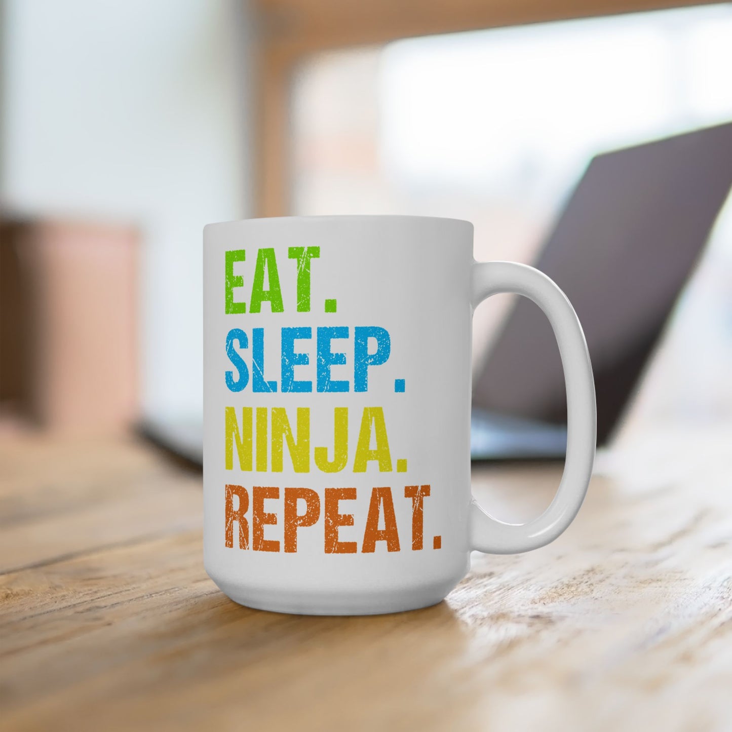 Eat Sleep Ninja Repeat White 15oz Ceramic Mug