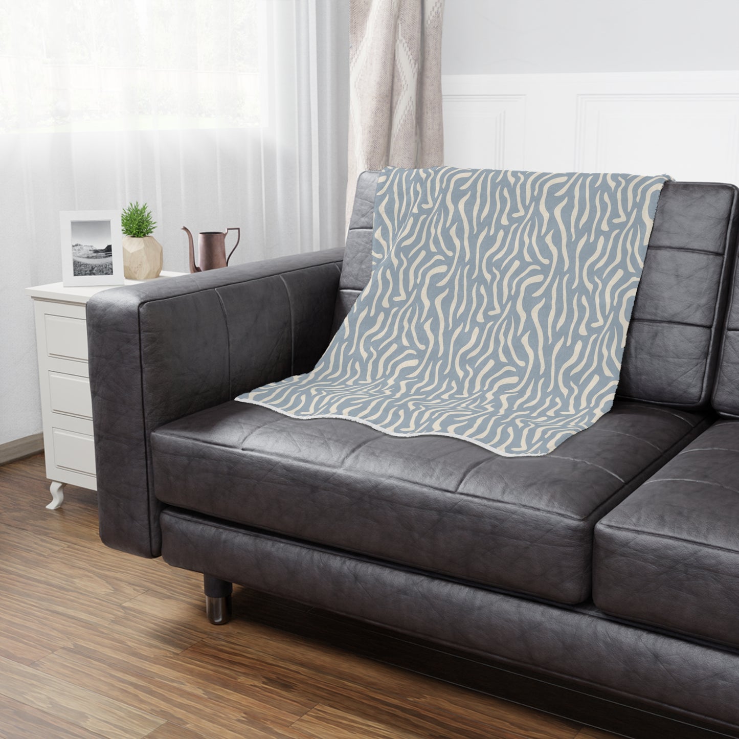 Boho Blue Microfiber Fleece Blanket - Ultra Soft & Cozy Throw