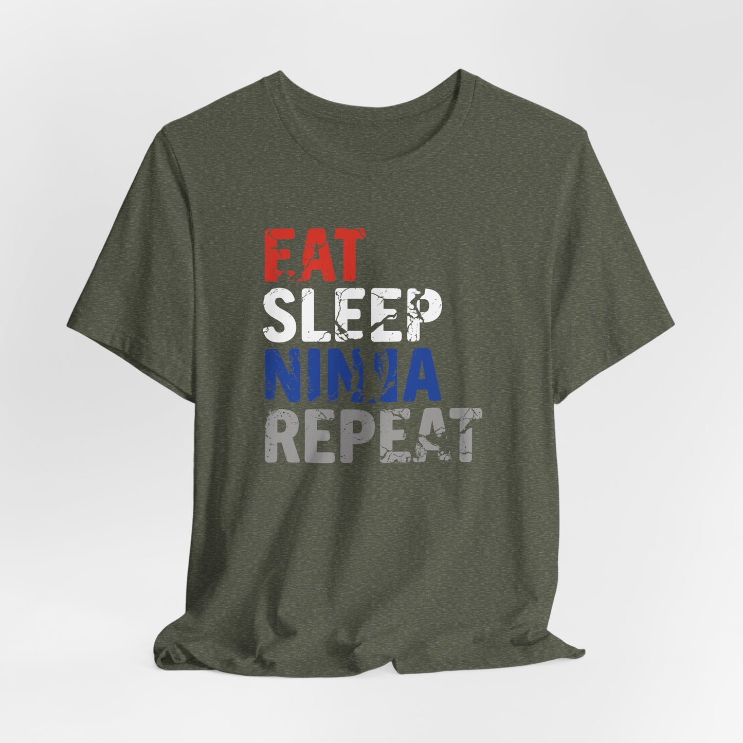 Eat Sleep Ninja Repeat Distressed Warped Wall T-Shirt