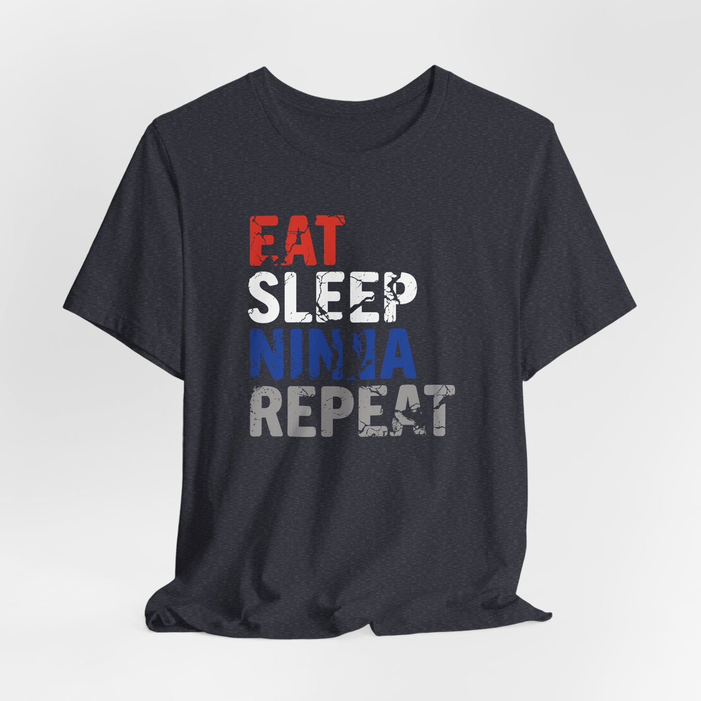 Eat Sleep Ninja Repeat Distressed Warped Wall T-Shirt