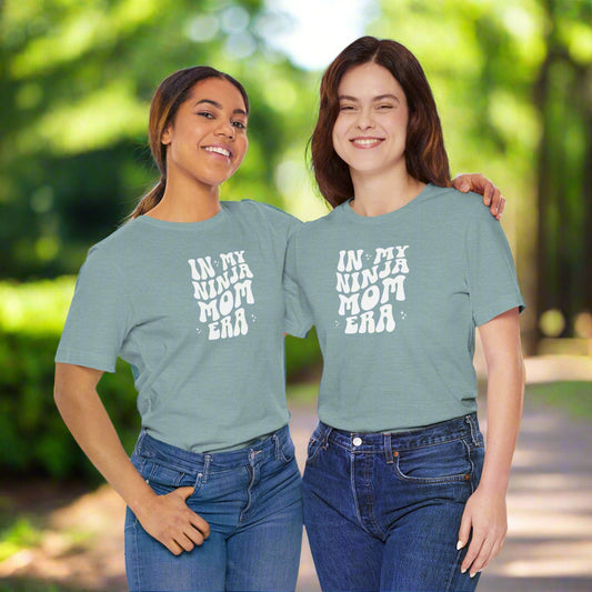 In My Ninja Mom Era T-Shirt, Retro Wavy Font Tee, Multiple Shirt & Text Color Options, Ninja Warrior Mom Shirt