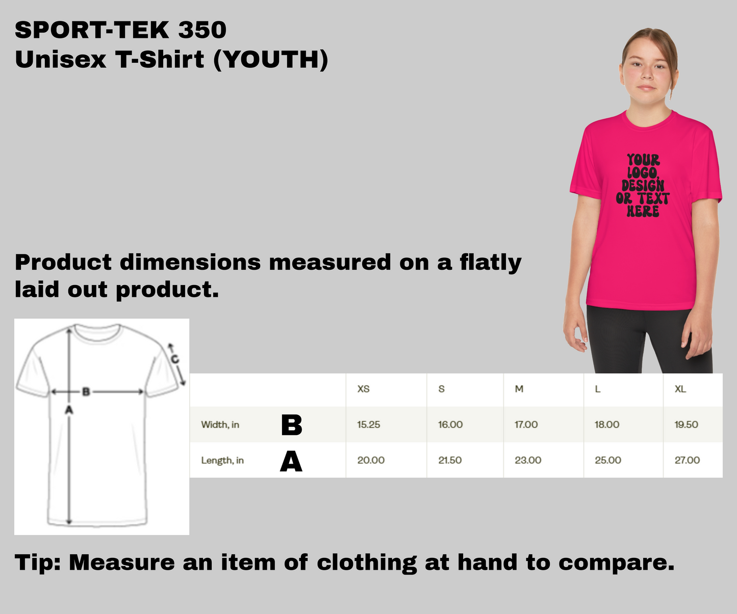 CUSTOM Text, Design or Logo -  Sport-Tek Moisture Wicking Competitor Tee (Youth)
