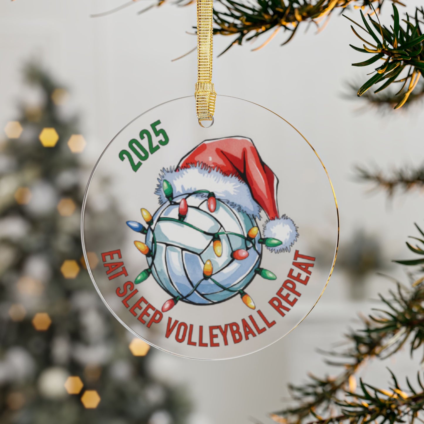 Sports Fan Ceramic or Acrylic Ornament, Eat Sleep Repeat Soccer Basketball Baseball Softball Football, Christmas Tree Decoration, Holiday Team Gift