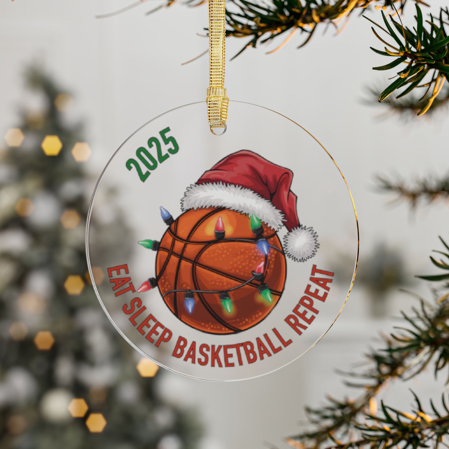 Sports Fan Ceramic or Acrylic Ornament, Eat Sleep Repeat Soccer Basketball Baseball Softball Football, Christmas Tree Decoration, Holiday Team Gift