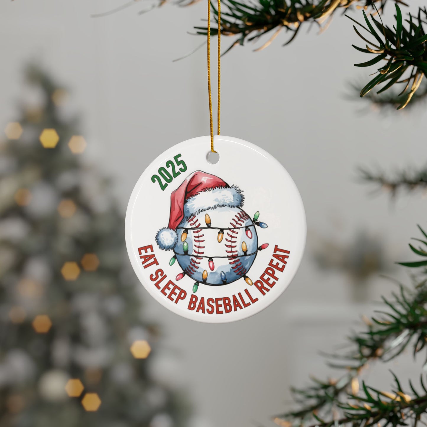 Sports Fan Ceramic or Acrylic Ornament, Eat Sleep Repeat Soccer Basketball Baseball Softball Football, Christmas Tree Decoration, Holiday Team Gift