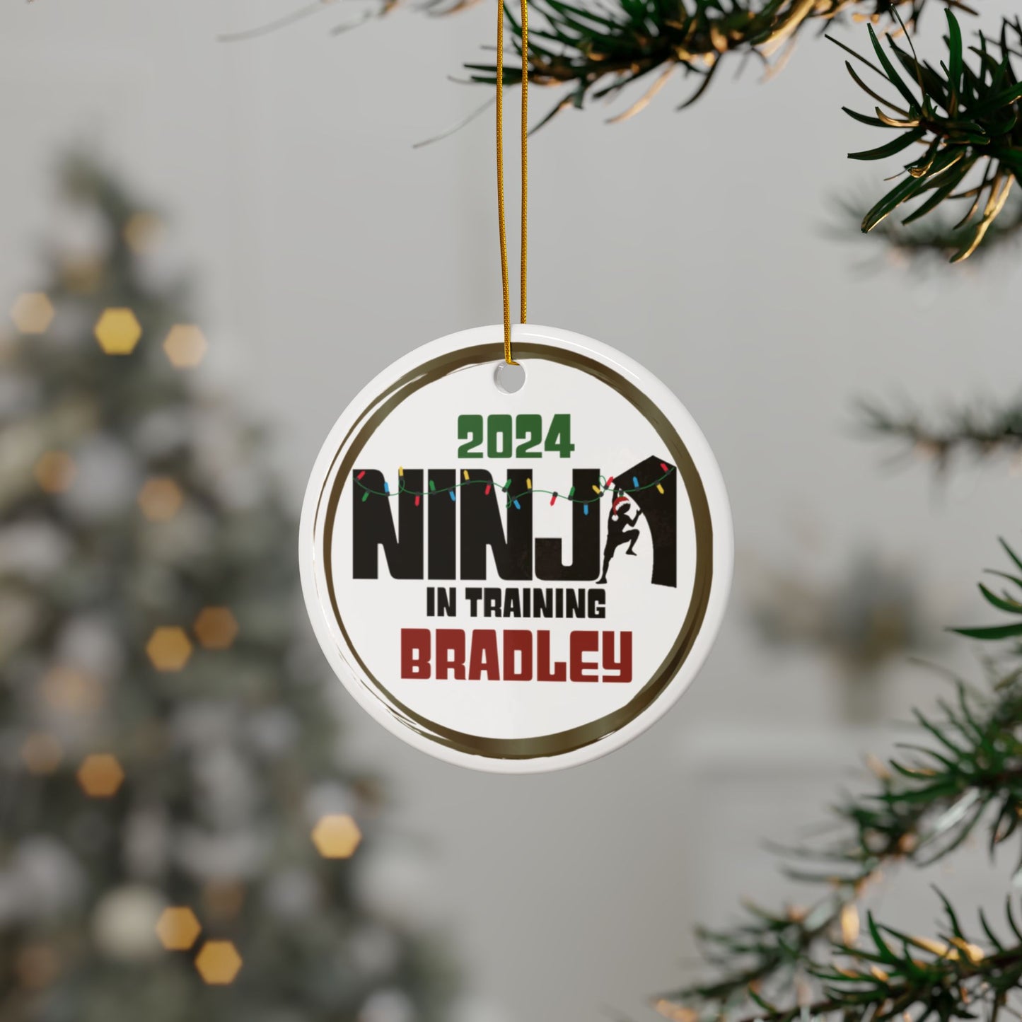 CUSTOM Ninja in Training Ceramic Christmas Ornament – Holiday Tree Decoration