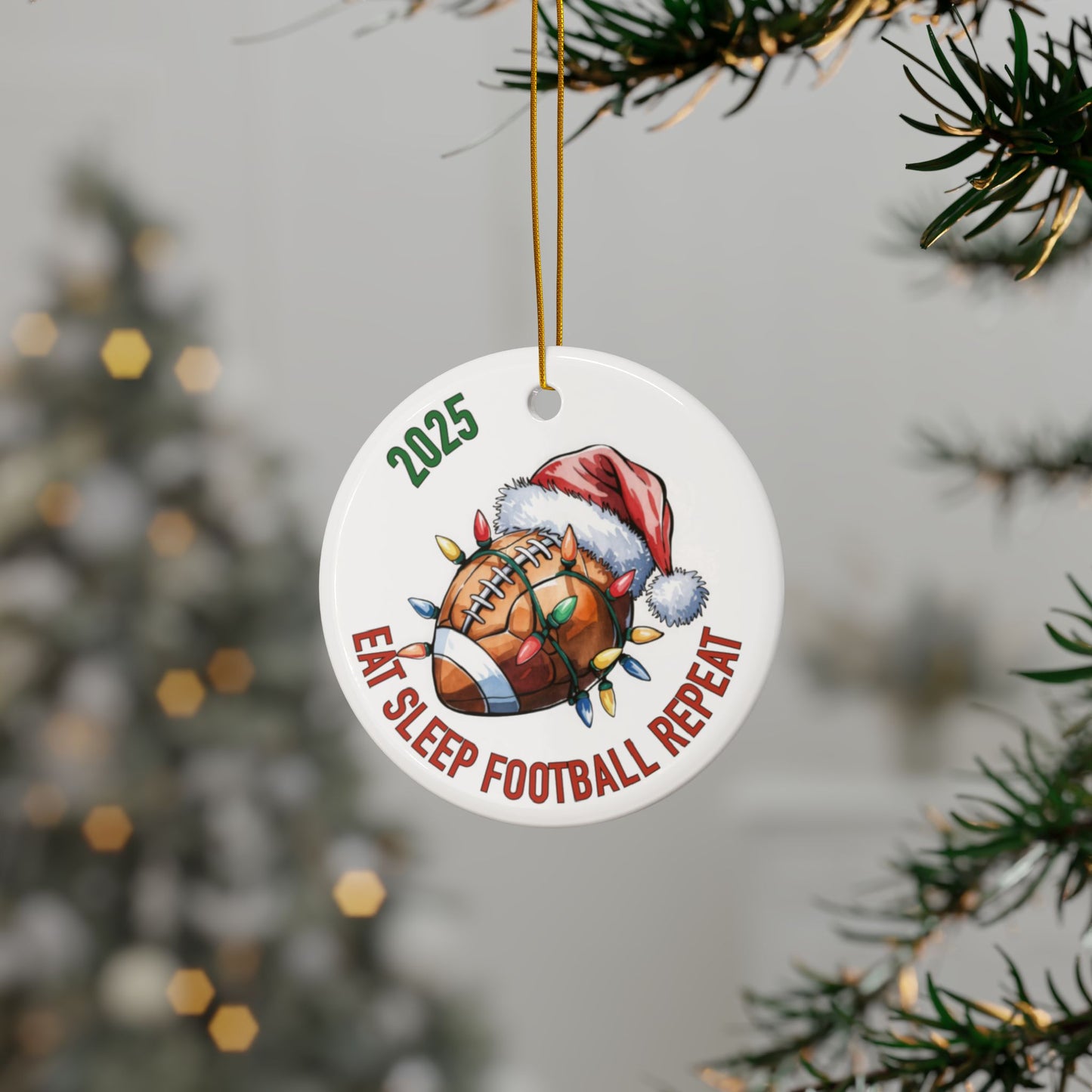 Sports Fan Ceramic or Acrylic Ornament, Eat Sleep Repeat Soccer Basketball Baseball Softball Football, Christmas Tree Decoration, Holiday Team Gift