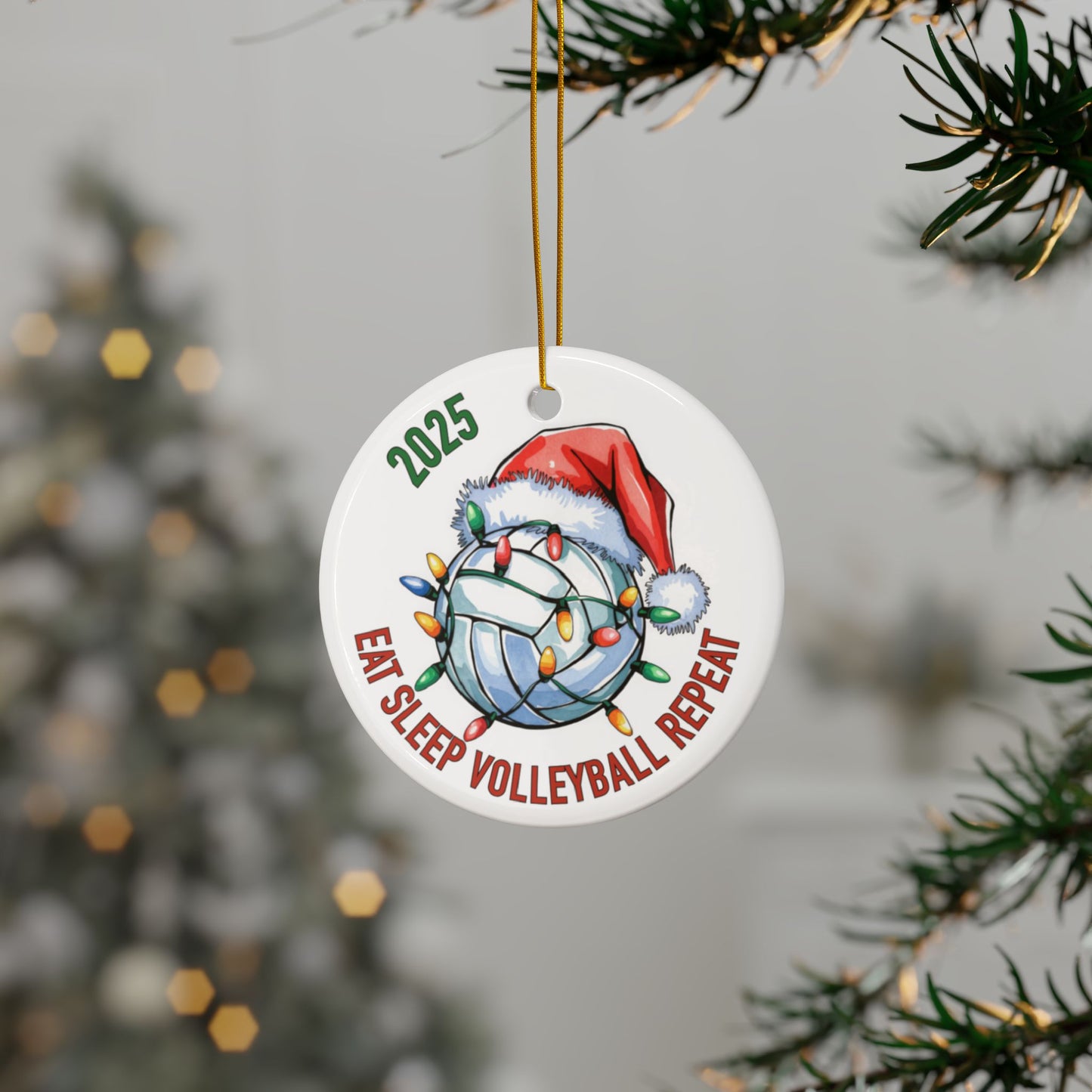 Sports Fan Ceramic or Acrylic Ornament, Eat Sleep Repeat Soccer Basketball Baseball Softball Football, Christmas Tree Decoration, Holiday Team Gift