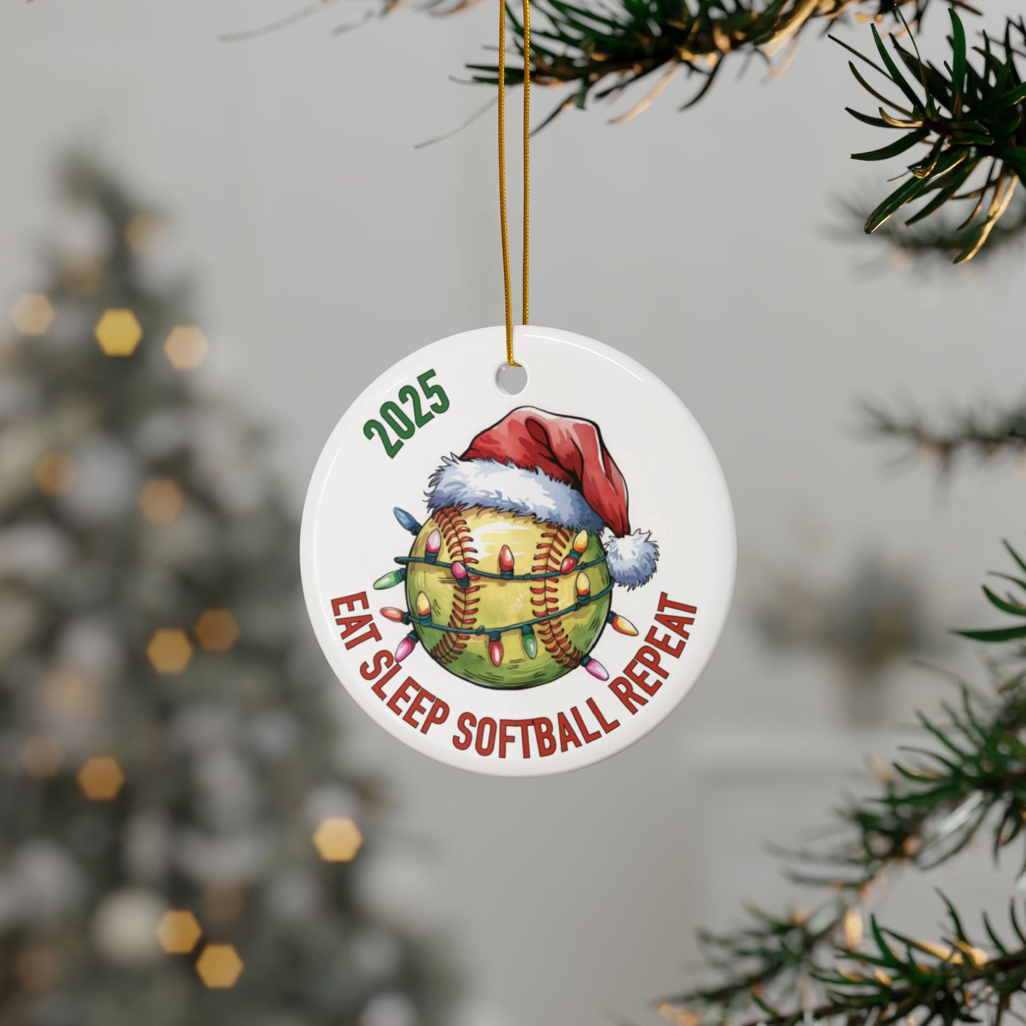 Sports Fan Ceramic or Acrylic Ornament, Eat Sleep Repeat Soccer Basketball Baseball Softball Football, Christmas Tree Decoration, Holiday Team Gift
