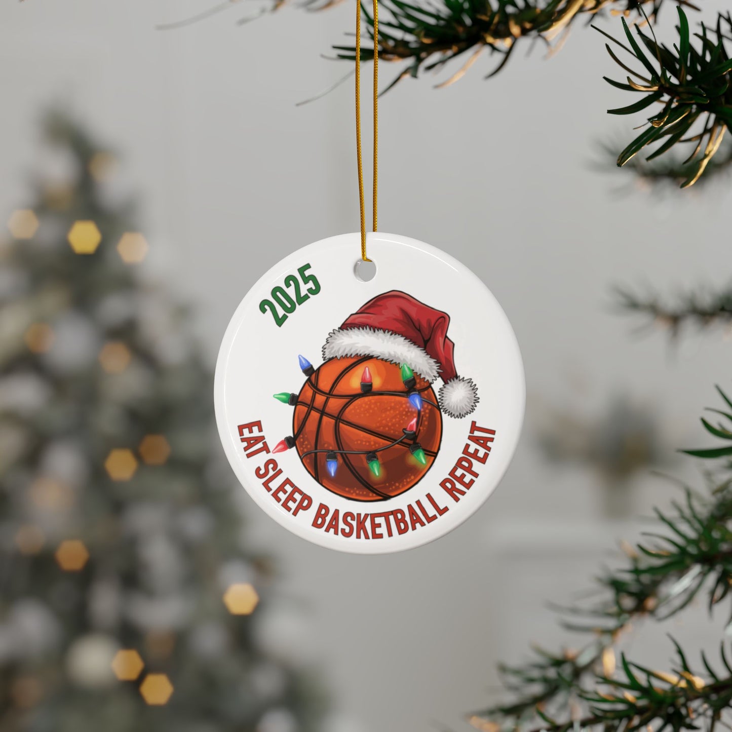 Sports Fan Ceramic or Acrylic Ornament, Eat Sleep Repeat Soccer Basketball Baseball Softball Football, Christmas Tree Decoration, Holiday Team Gift