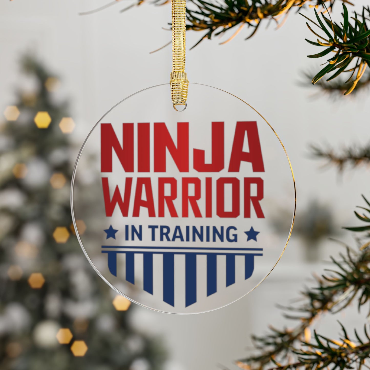Ninja Warrior in Training Ceramic or Acrylic Ornament – Fun Birthday Favor or Christmas Stocking Stuffer (1pc, 5pcs, 10pcs)