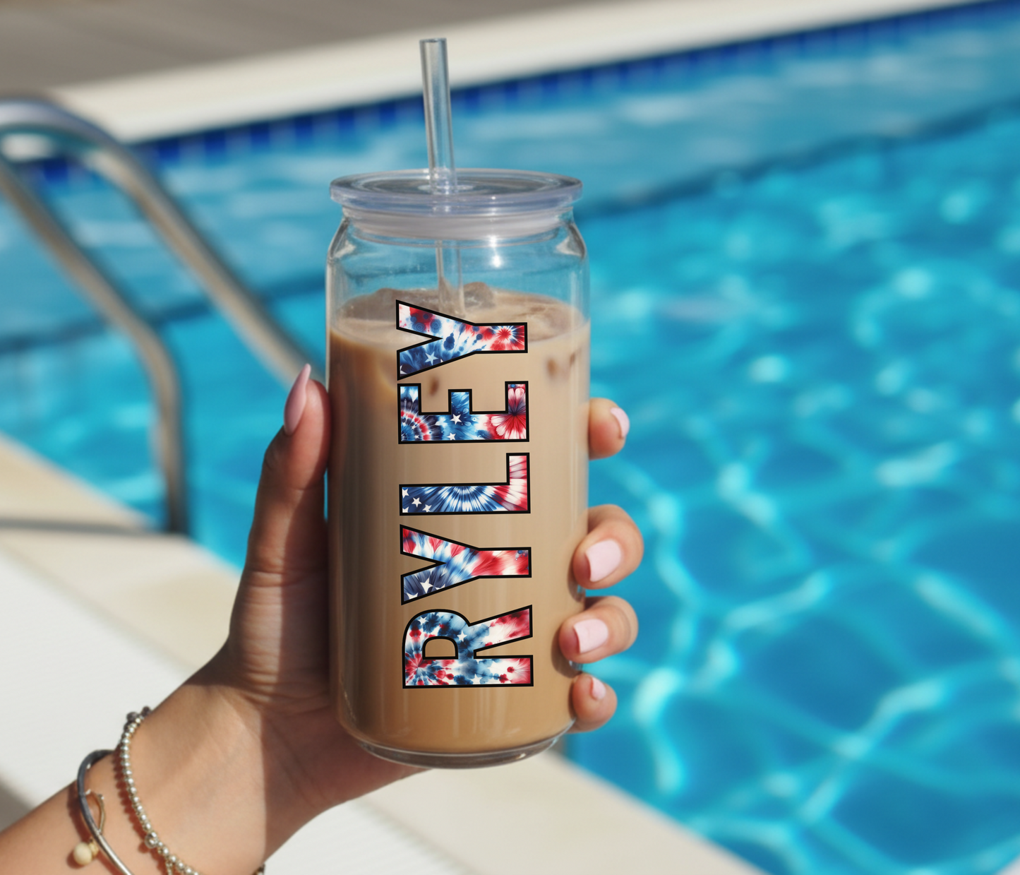 Custom Pattern Name 16oz Cup with Straw - Glass or Plastic Tumbler