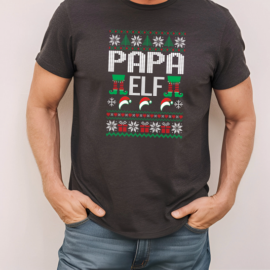 Papa Elf T-Shirt – Ugly Christmas Sweater Style