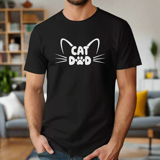 Cat Dad T-Shirt, Cute Cat Ears & Whiskers Design, Paw Print Graphic, Cat Lover Shirt