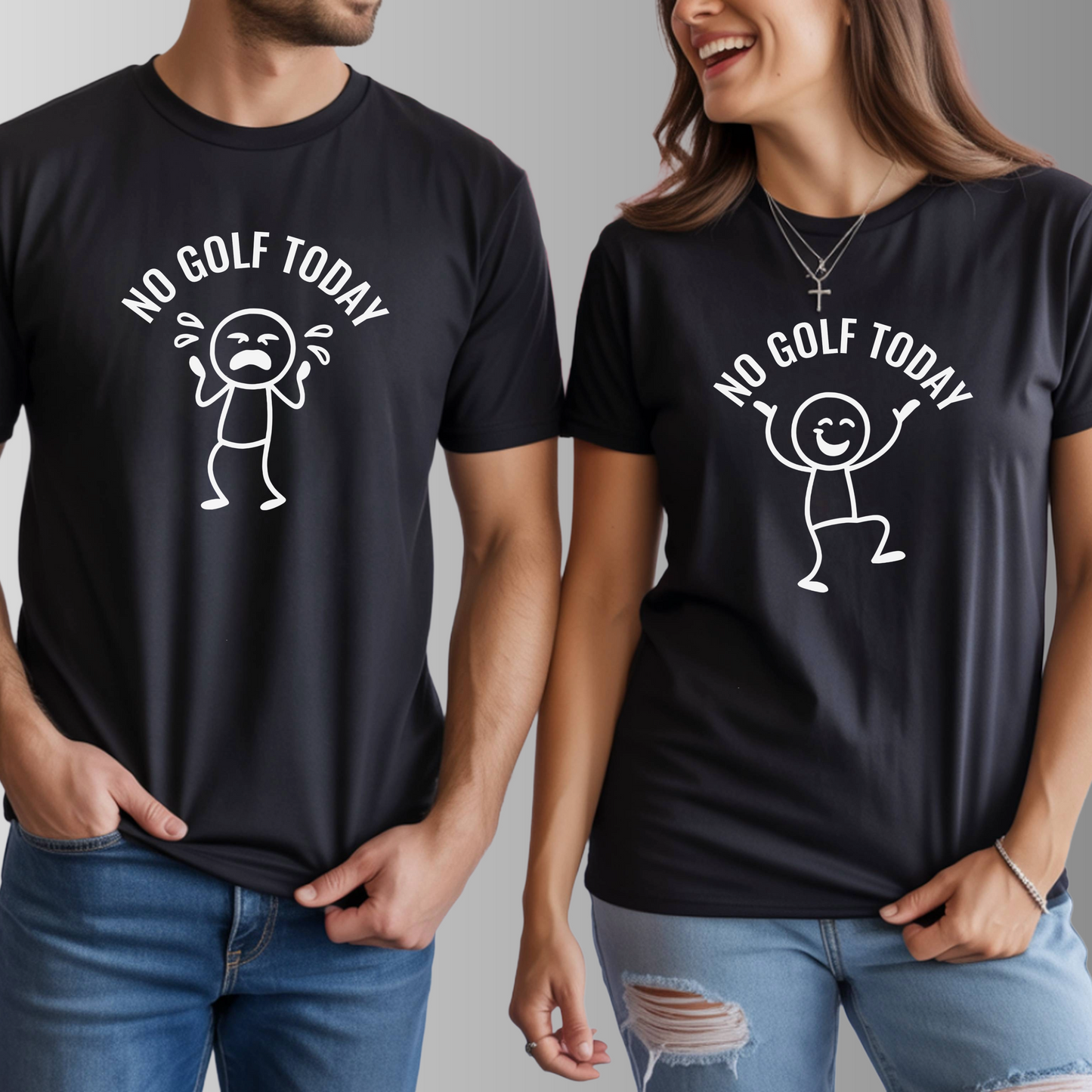 No Golf Day Happy Stick Figure Meme T-Shirt