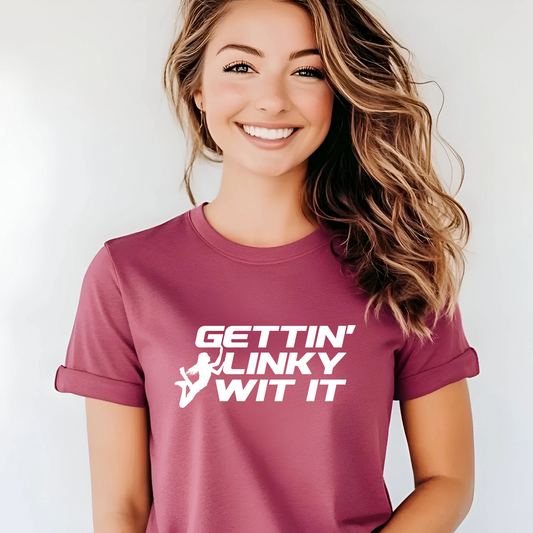 Gettin Linky Wit It Ninja Warrior T-Shirt – Customizable Silhouette Option