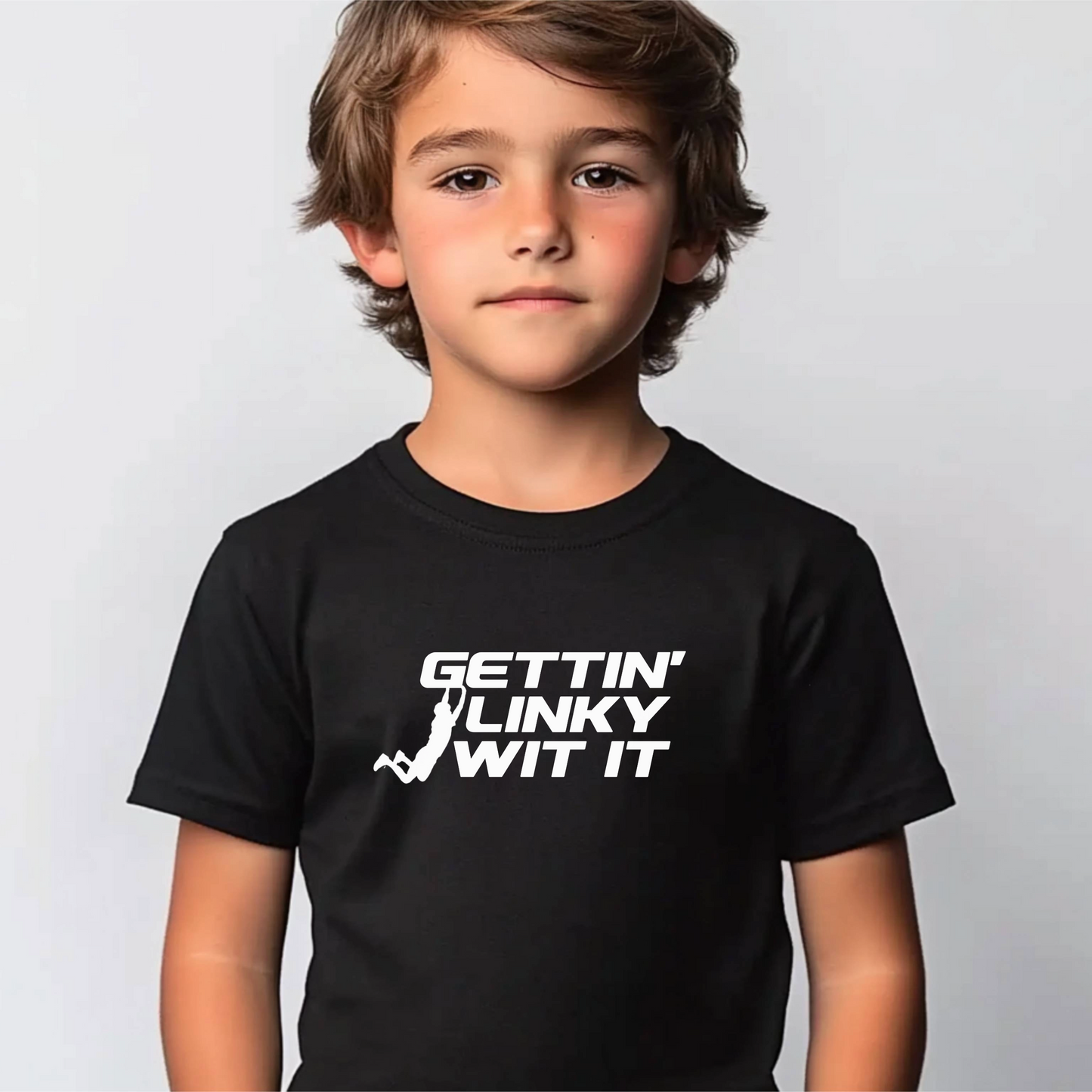 Gettin Linky Wit It Ninja Warrior T-Shirt – Customizable Silhouette Option